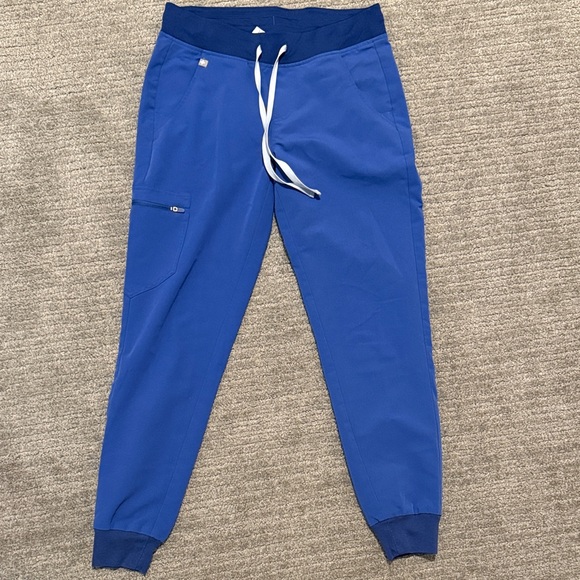 Figs Winning Blue Joggers with Gray Drawstring - Picture 1 of 5